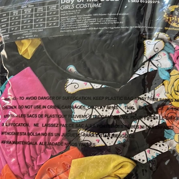 Girls Size Large 12-14 Day of the Dead Costume New Old Stock Spirit Halloween - Picture 7 of 7